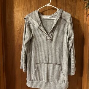 The boutique brand Ces Femme gray and white hooded top size M.